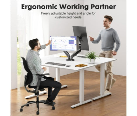 Dual Monitor Stand Arm, Gas Spring 2 Monitor Desk Mount Adjustable Height Swivel VESA Bracket With Clamp And Grommet Base Fits 13-32 Inch