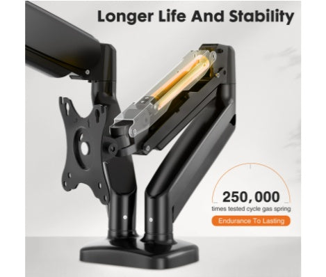 Dual Monitor Stand Arm, Gas Spring 2 Monitor Desk Mount Adjustable Height Swivel VESA Bracket With Clamp And Grommet Base Fits 13-32 Inch