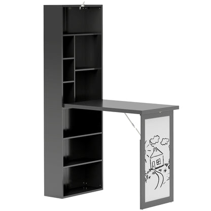 Three-Part Work Desk, With Storage And Writing Board - Black