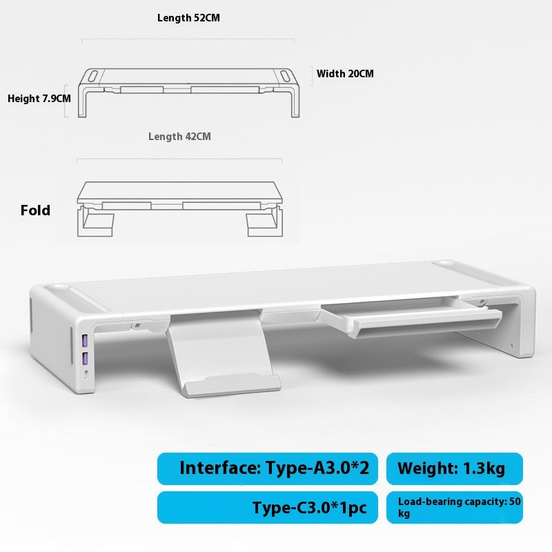 Monitor Elevated Rack USB Extended Folding Computer Desktop Storage Desktop Riser Base Bracket Heightened