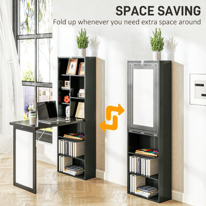 Three-Part Work Desk, With Storage And Writing Board - Black